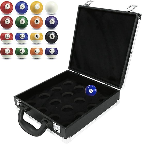Biljartballen Opbergdoos - Snooker Bal Opslag - Biljartballen Vervoeren - Met Handvat en Grendels - Voor 16 Ballen - Zwart van Merkloos