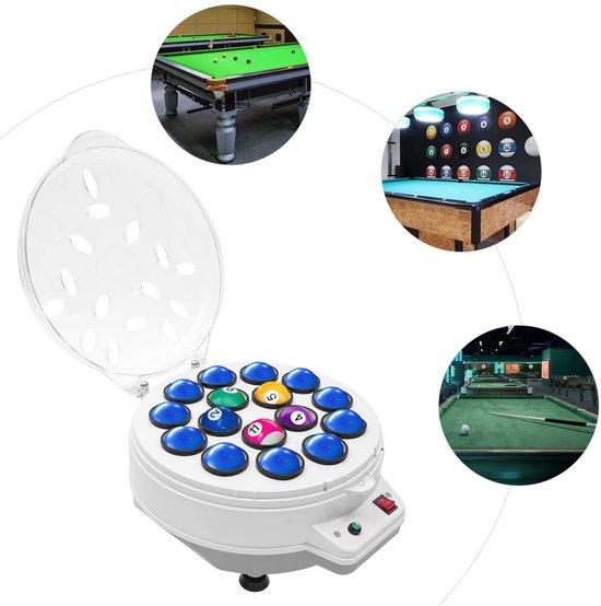 Biljartbalreiniger Automatisch 16-Gaats – Voor Biljartclubs & Toernooien – Wit – ABS/PC/Wol – 40x23 cm – Inclusief Zekeringen/Borstel/Sleutel/Netsnoer – 1 Stuk – 180W/1000RPM – Antislip & Trillingsdempend van Merkloos