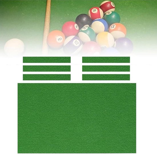 Biljartdoek Tafelkleed - Pooltafel Vilten - Spel Verbeteren - Duurzaam Anti-Kras - 9FT - Groen
