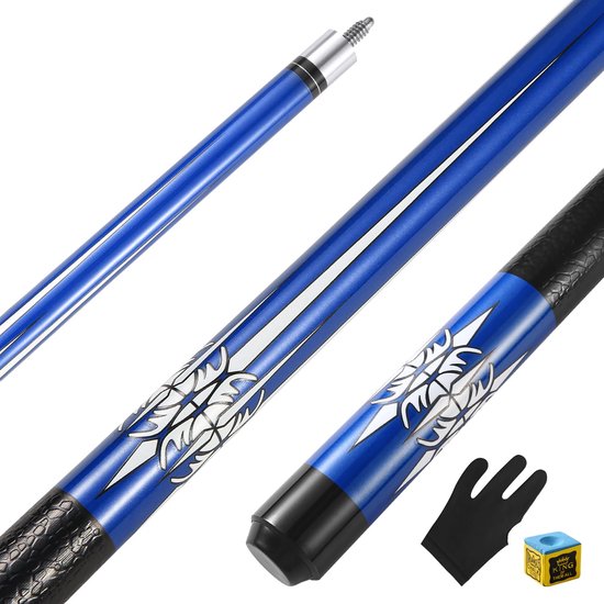 Biljartkeu 147 cm 13 mm Tip - Hardhout - Poolkeu - Professioneel - Blauw