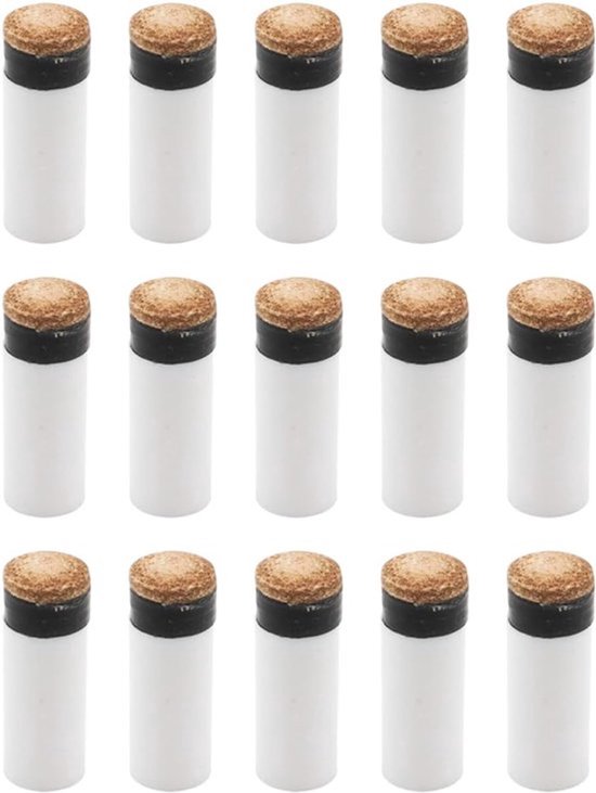Biljartkeu - Biljartaccessoires - Witte Adereindhulzen - Vervangbare Tips - Onderdelen - Geschikt voor Biljart - Wit - 15 Set - Vervangende - Set