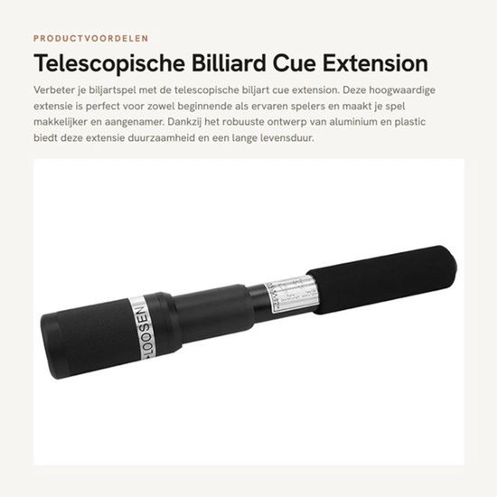 Biljartkeu Extensie - Verstelbare Lengte - Aluminium/Plastic - Duurzaam - Gemakkelijk op te bergen - Geschikt voor Fitness/Entertainment - Biljartaccessoire