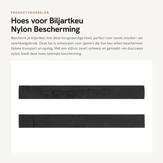 Biljartkeu Hoes Nylon - Zwart - 1/2 Type/3/4 Type - Geschikt voor Snooker - Transporttas - Hoogwaardige Kwaliteit - Keu Tas