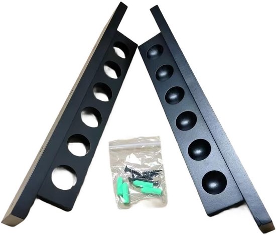 Biljartkeu Houder - Keu Opberger - Wandmontage Keurig - Robuust Houten Frame - 37 x 6.4 cm - Bruin Zwart