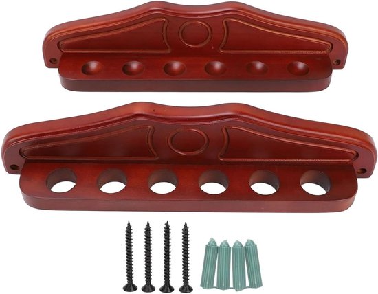 Biljartkeu houder - Keu rek - Biljart organiseren - Wandmontage 6 gaten - 10x10x10 mm - Wijnrood