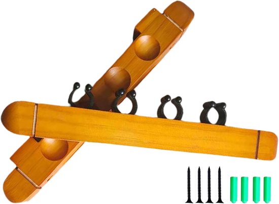 Biljartkeu Houder - Keu Rek - Speelkamer Organiseren - 4 Keu Clips - 27 cm Lengte - Geel