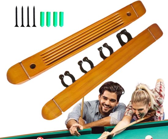 Biljartkeu Houder - Pool Cue Rack - Biljartkamer Organiseren - Ruimtebesparende Wandmontage - 27 x 3 x 3 cm - Geel