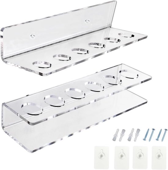 Biljartkeu Houder - Pool Keu Organizer - Stokken Opbergen - Acryl Materiaal - 6 Sleuven - Transparant