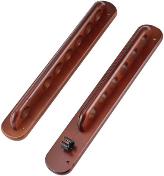 Biljartkeu Houder - Pool Keu Rek - Biljart Opbergen - Massief Hout - Wandmontage