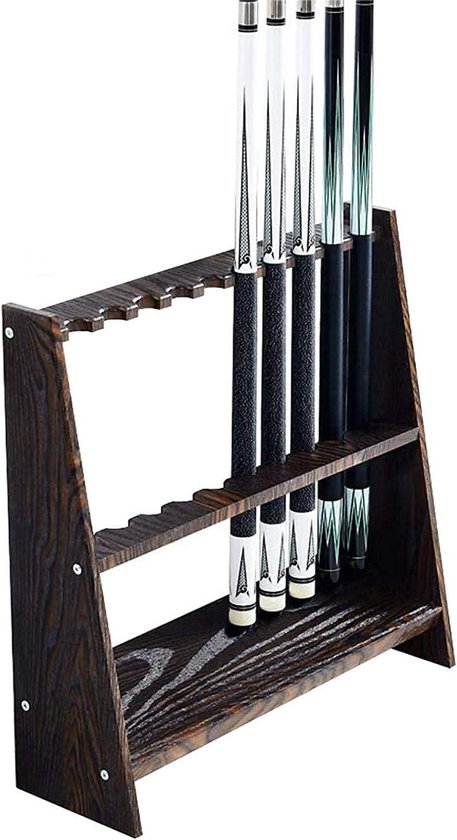 Biljartkeu Houder - Stokkenrek Organizer - Keus Opbergen - Ruimtebesparend Ontwerp - 60x18x57cm - Bruin
