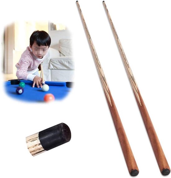 Biljartkeu Kinderen - Snooker Keu - Pool Spel - Twee Keu Tips - 145 cm - Houtkleur