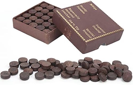 Biljartkeu Pomerans Set - Keu Tips - Biljart Spel - Hoge Dichtheid Leer - 50 Stuks - Bruin