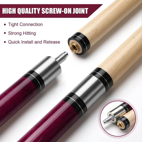 Biljartkeu - Poolcue Stok - Biljart Spelen - Houten Constructie - 58 inch - Rood