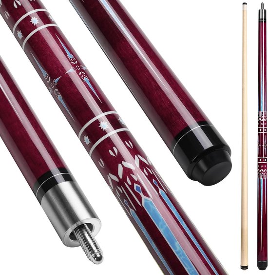 Biljartkeu - Poolcue stok - Precisie Spel - Houten Constructie - 58 inch - Rood