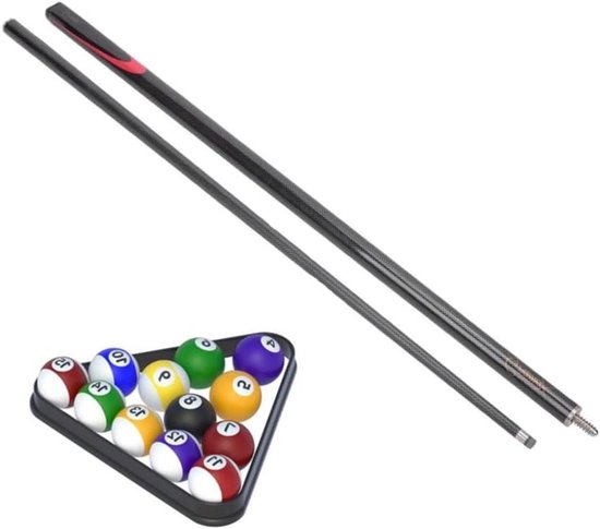 Biljartkeu - Poolkeu Snooker - Biljarten Spelen - Koolstof Materiaal - 145 cm - Zwart