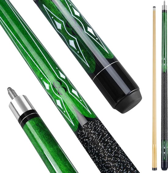 Biljartkeu - Poolstick Keu - Biljart Spelen - Canadees Esdoornhout - 147 cm - Groen