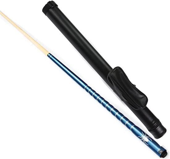 Biljartkeu - Poolstick Keu - Thuis Spelen - Handgemaakt Esdoornhout - 147 cm - Blauw