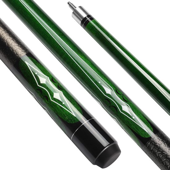 Biljartkeu - Poolstok Keu - Biljart Spel - Duurzaam Hardhout - 147 cm - Groen