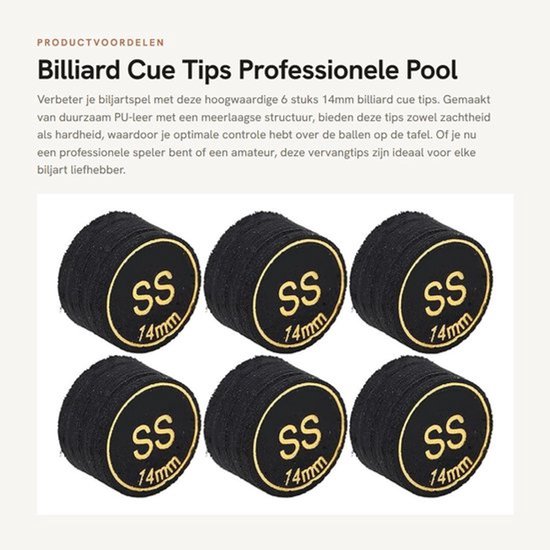 Biljartkeu Professionele Multilayer - Biljart Krijt - Pomerans - Biljartkeu Tas - Biljartballen - PU Leer Schokbestendig - Biljarttip