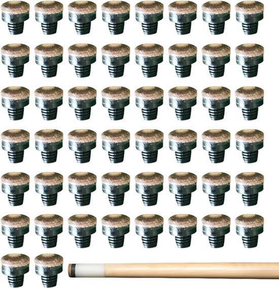 Biljartkeu-punten 50 stuks - Inschoefbare Punten - 12 mm - M8 Kunststofdraad - Voor Biljart/Snooker - Eenvoudig te Installeren - Biljartkeu Tips