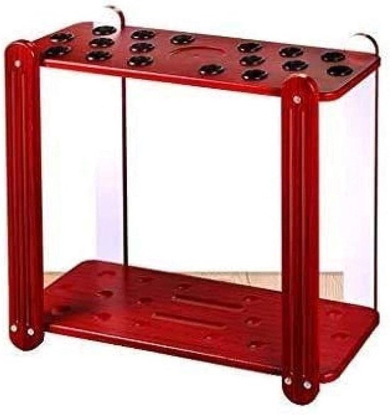 Biljartkeu Rek - Keuhouder Pooltafel - Biljartaccessoires Ordenen - Vrijstaand Vloerrek - 60x25x60cm - Houtkleur