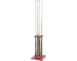 Biljartkeu Rek - Keuhouder Pooltafel - Biljartkamer Organiseren - Vrijstaand Houten Frame - 30x30x58 cm - Rood