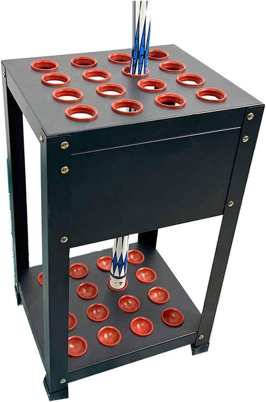 Biljartkeu Rek - Keuhouder Vloer - Keuen Opbergen - Voor 16 Keuen - 50H cm - Zwart