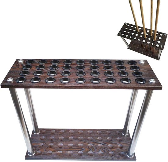 Biljartkeu Rek - Keuhouder Vloerstandaard - Biljartaccessoires Ordenen - Hoge Dichtheid Board - 60x22x60cm - Bruin