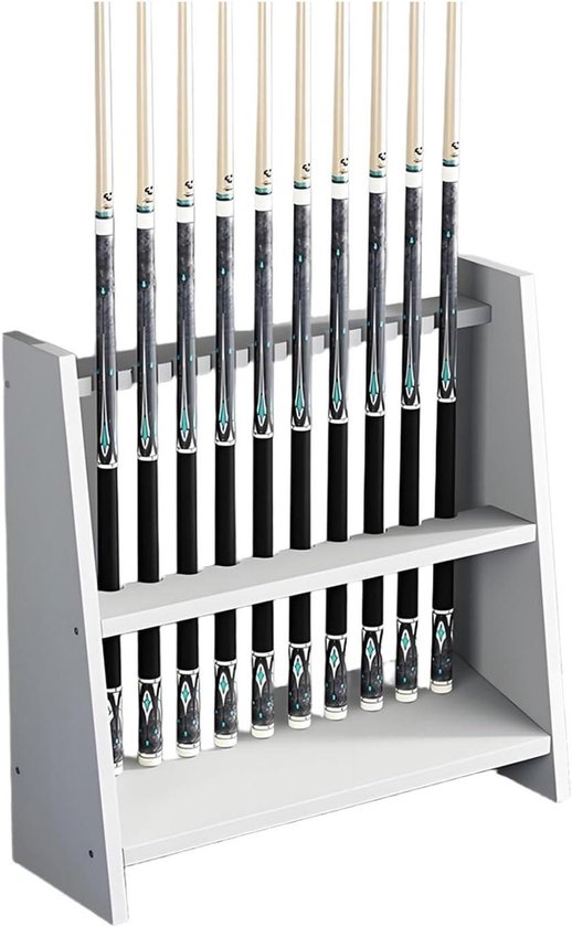 Biljartkeu Rek - Pool Cue Houder - Biljart Spel Opslag - Robuuste Spaanplaat Constructie - 10 Keu Sleuven - Kleur 2