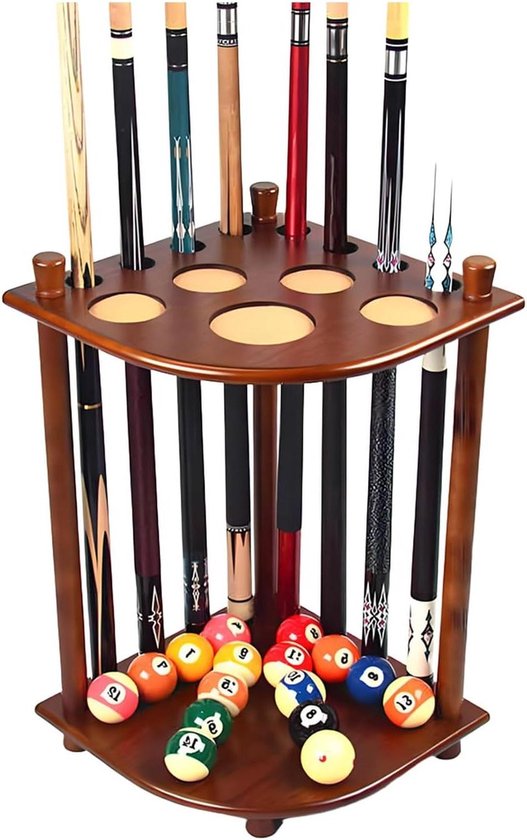 Biljartkeu Rek - Pool Keu Houder - Keuen Organiseren - 8 Keuen Capaciteit - 36.5x36.5x60cm - Kleur 1