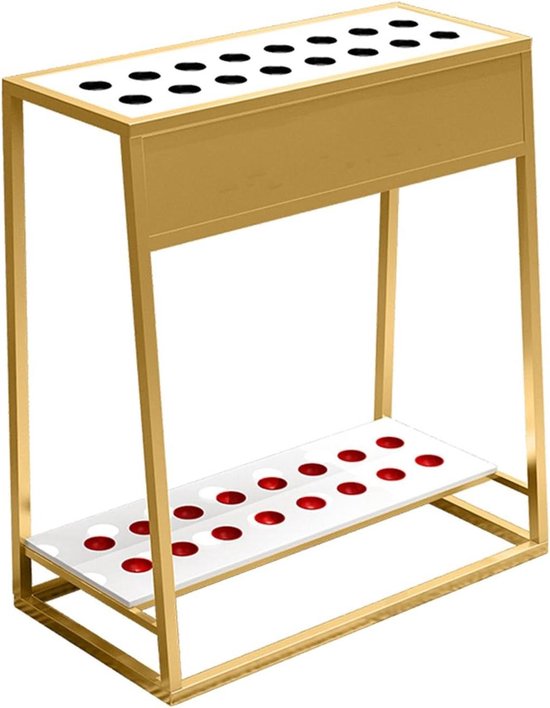 Biljartkeu Rek - Pool Keu Houder - Keuen Organiseren - Dubbele Rij Stabilisatie - 65x35x70cm - Goud