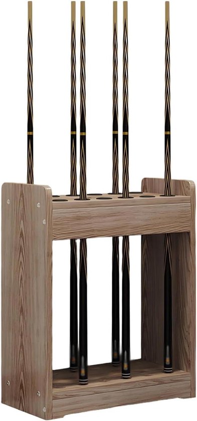 Biljartkeu Rekken - Pool Stick Houder - Keuen Opbergen - Stabiele Vloerstandaard - Voor 12 Keuen - Houtkleur