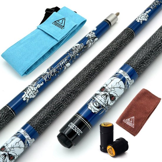 Biljartkeu Set 2 Delig 57 inch 21 oz - Professionele Esdoorn Keu met Elegante Groene Details