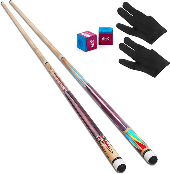 Biljartkeu Set - Pool Keu - Buiten Spelen - Canadees Esdoornhout - 147 cm - Zwart