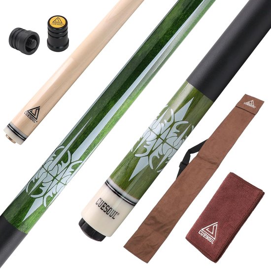 Biljartkeu Set - Pool Keu - Spel Spelen - Ierse Linnen Wikkel - 147 cm 563 g - Bruine Tas