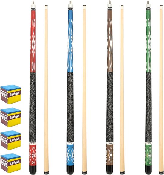 Biljartkeu Set - Pool Keuen - Poolen Spelen - Set van 4 Keuen - 58 Inch - Rood