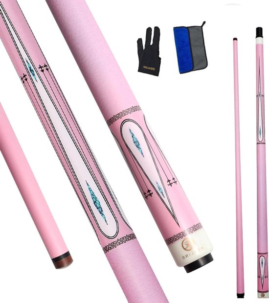 Biljartkeu Set - Poolkeu Snookerkeu - Biljart Spelen - Koolstofvezel Materiaal - 147CM - Roze