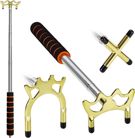 Biljartkeu-stick intrekbare biljartkeu met 3 stuks afneembare messing brughouder - biljartaccessoires voor biljarttafel snooker spel - goud. van LuukUP.