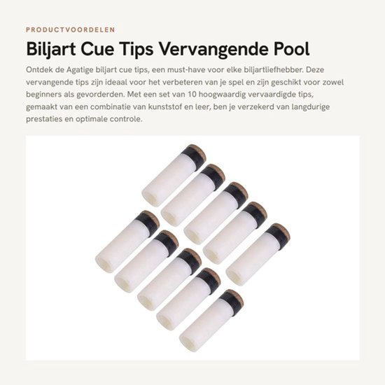 Biljartkeu Tips 10 Stuks - Vervangende Tips - Kunststof/Leer - Schroef Tips - Diverse Maten 10mm/11mm/12mm/13mm - Hoogwaardig Materiaal - Cue Tips