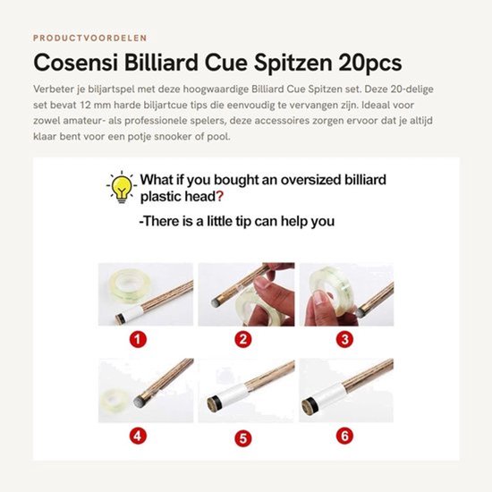 Biljartkeu Tips 12mm - 20 Stuks - Vervangende Schroefpunten - Inclusief Beugels - Eenvoudig te Vervangen - Voor Poolkeu - Biljart Tips