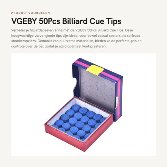 Biljartkeu Tips 50 Stuks - Vervangtips - Duurzaam Materiaal - Eenvoudig in Gebruik - Snooker/Pool Accessoire - Goede Prestatie - Biljart Tips