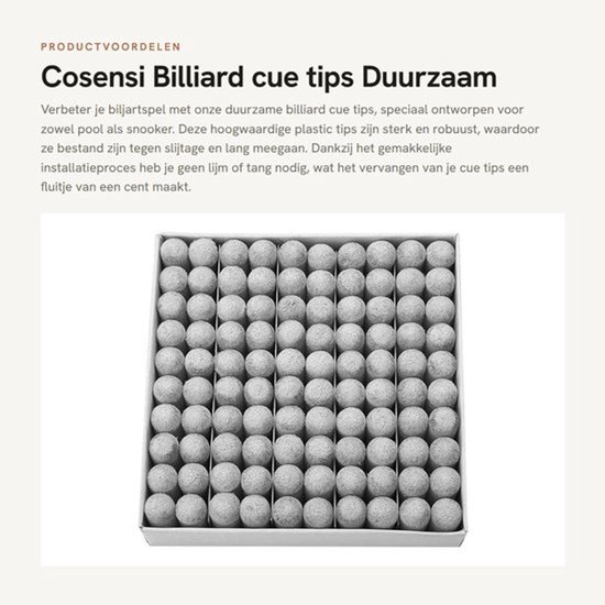 Biljartkeu Tips Hoogwaardige Kunststof - Vervangtips - Eenvoudig Te Installeren - Schokbestendig - Duurzaam - Glad Afgewerkt - Biljartpunten
