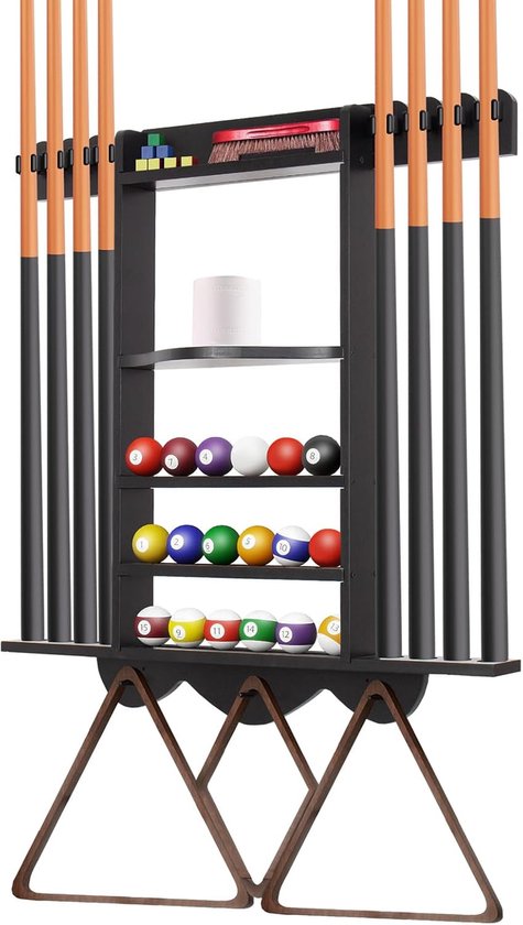 Biljartkeu Wandhouder - Keurek Opberger - Biljartkamer Inrichting - Ruimtebesparend Wandmodel - 80x77x10cm - Zwart