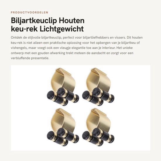 Biljartkeuclip - Lichtgewicht Houder - Milieuvriendelijk - Stabiel en Slijtvast - Geschikt voor Opslag - Gouden Design - Keuhouder