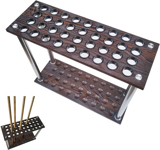 Biljartkeurek - Poolstokhouder Keu-rek - Biljartaccessoires Organiseren - Grote Capaciteit - 60x22x60cm - Bruin