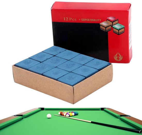 Biljartkrijt 12 Stuks Blauw - Pool Keu Krijt - Gips - Fijn Punt - Duurzaam - Voor Beginners En Professionals