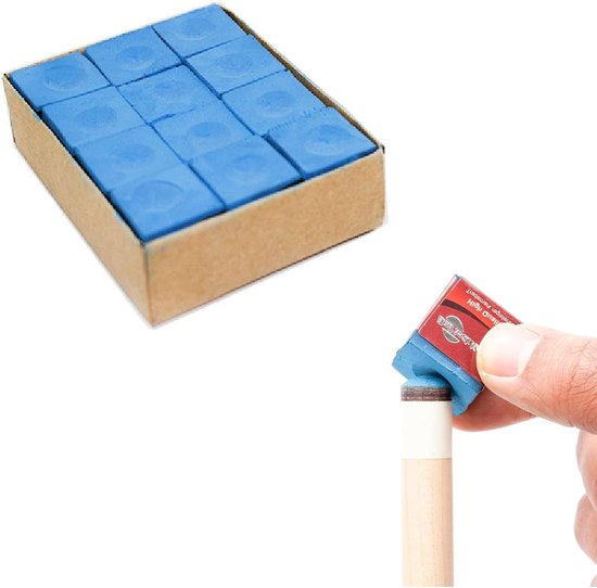 Biljartkrijt in blauw - anti-slip cue krijt voor zwembadkeu, 12 stuks van Merkloos