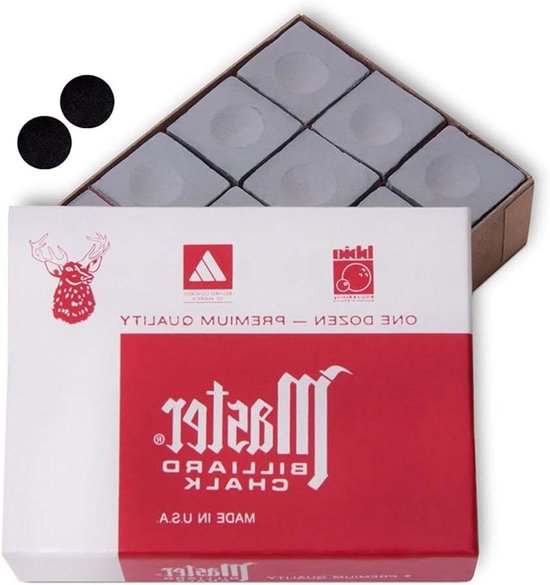 Biljartkrijt Set - Pool Krijt - Precisie Spel - Fluweelzacht Gevoel - 12 Stuks + Spots - Grijs van Merkloos