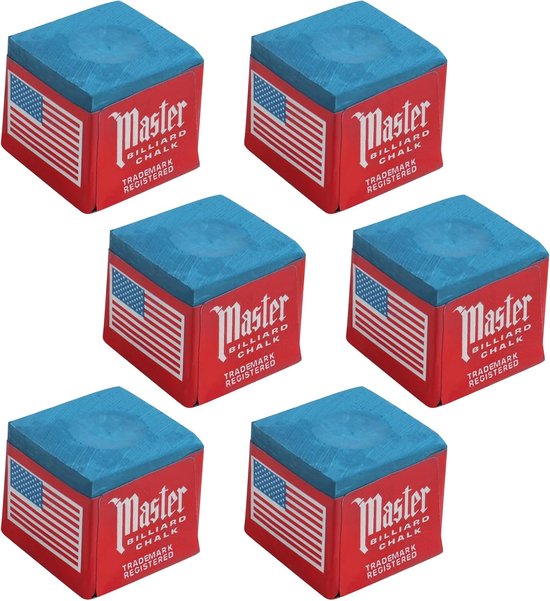 Biljartkrijt set van 6 - blauwe kleur - calciumcarbonaat - verbetert nauwkeurigheid - ShopVlot