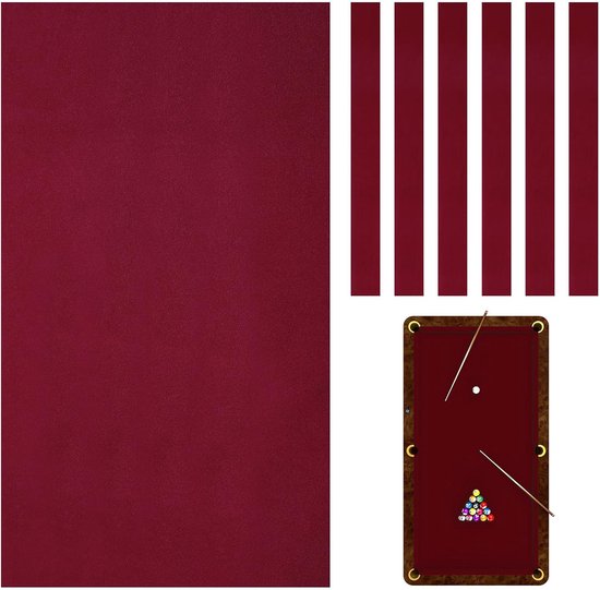 Biljartlaken voor 8FT Pooltafel - 2,6 x 1,45 Meter - Inclusief 6 Voorgesneden Bandenstroken - Biljartdoek voor Vervanging en Renovatie